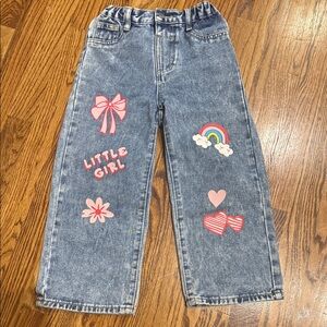 Denim Kids Bottoms with Pink Accents